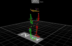 A motion capture image of the lower body
