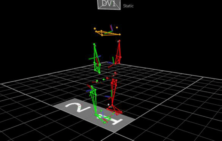 A motion capture image of the lower body